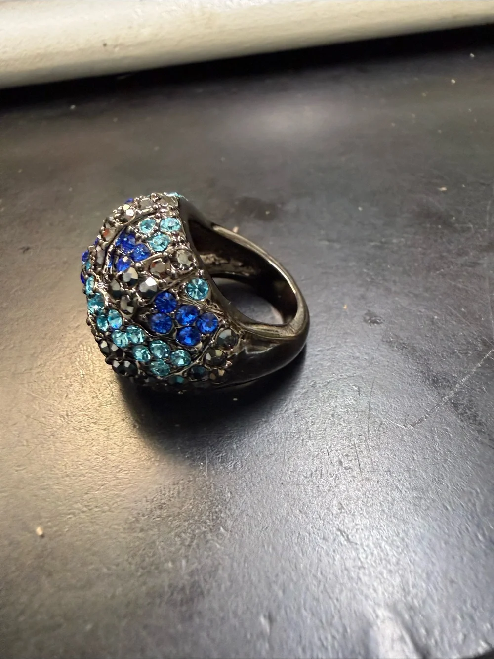 Park Lane Blue Crystal Heart Cocktail Ring